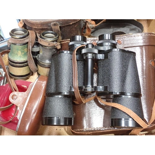 487 - Two case of Cameras, a small Empire Typewriter, Drawing Instruments etc