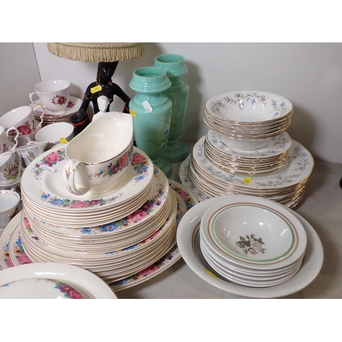 531 - A Midwinter part Dinner Service, a Duchess part Service, a pair of green glass Vases, a pair of Roya... 