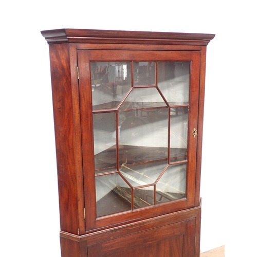 539 - A 19th Century mahogany astragal glazed standing Corner Cabinet fitted panel door to base 5ft 8in H ... 