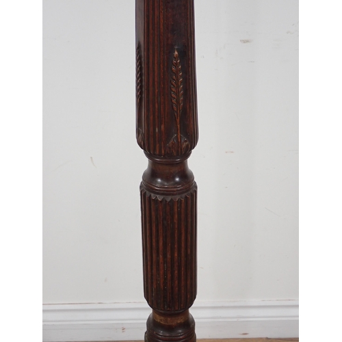 555 - A mahogany Standard Lamp and shade with fluted and wheat carved column 6ft 3in, passed PAT (fuse rem... 