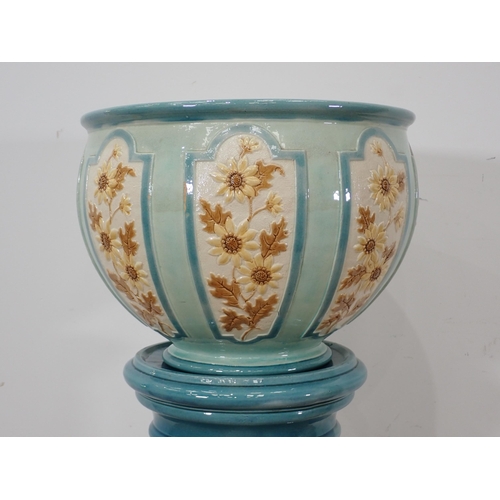 556 - A Burmantofts majolica Jardiniere on stand 3ft 6in x 15in