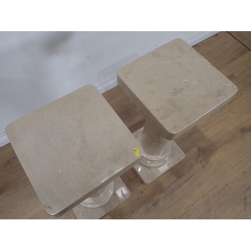 562 - A pair of marble Plant Stands with square tops 2ft 4in H x 12in W