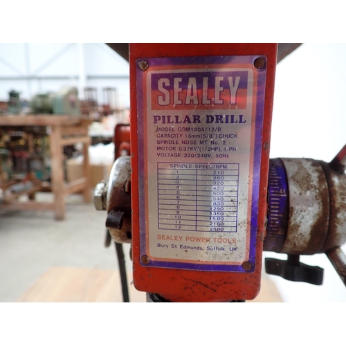 586 - A Sealey Pillar Drill (passed PAT), and a Work Bench