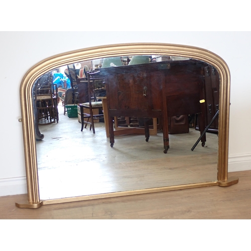 597 - A gilt framed Overmantle Mirror 4ft 2in W x 2ft 8in H