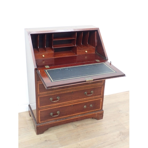 598 - An Edwardian mahogany and inlaid Bureau fitted four drawers 3ft 2in H x 2ft 5in W