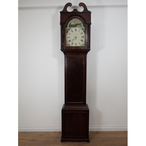 6 - A 19th Century oak cased Longcase Clock with painted arched dial inscribed Henry Goodwin, 30 hour mo... 