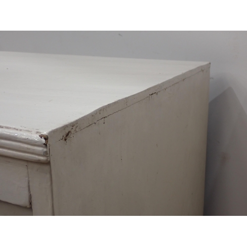 612 - A 19th Century white painted Chest of two short and three long drawers 3ft 2in W x 3ft 1in H