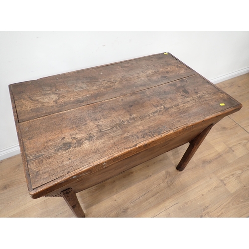 624 - An antique oak and elm Dough Bin with two plank lid 3ft 7in W x 2ft 3in H