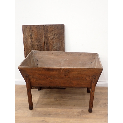 624 - An antique oak and elm Dough Bin with two plank lid 3ft 7in W x 2ft 3in H