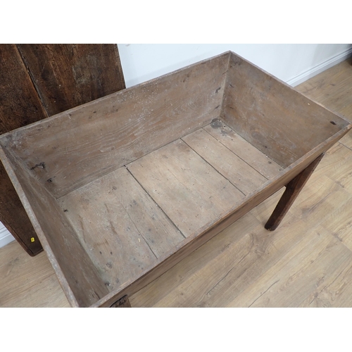 624 - An antique oak and elm Dough Bin with two plank lid 3ft 7in W x 2ft 3in H