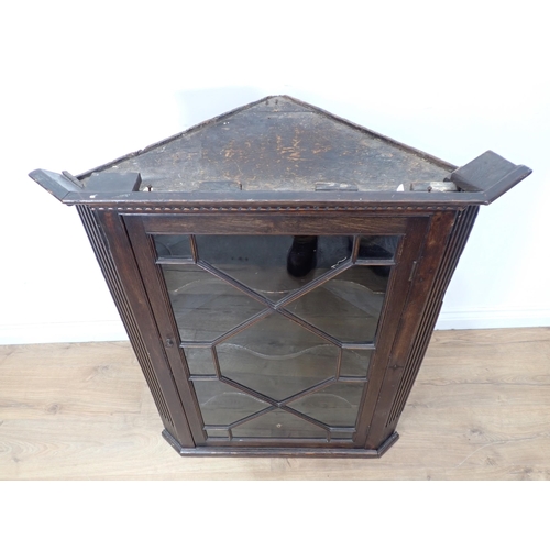 625 - A 19th Century oak astragal glazed hanging Corner Cabinet 3ft 5in H x 2ft 8in W