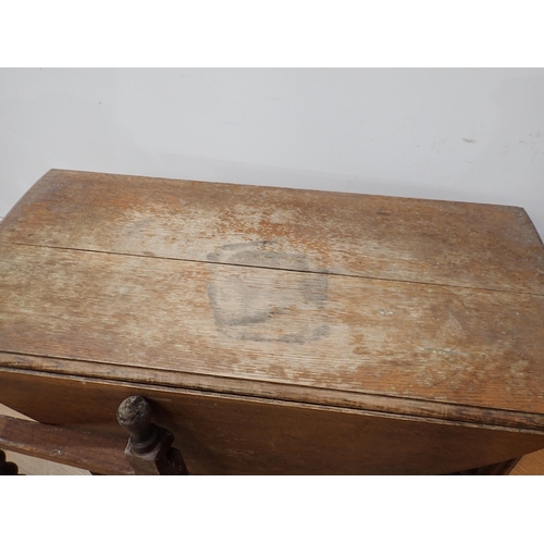 63 - An oak barley twist drop leaf Table A/F and a pine TV Stand