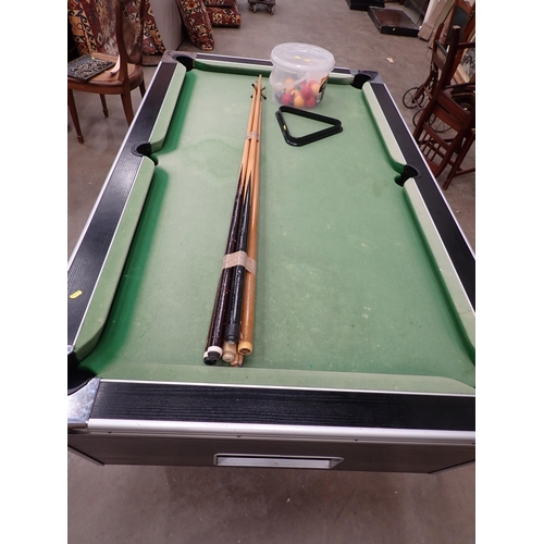 640 - A Pool Table with Cues and Balls