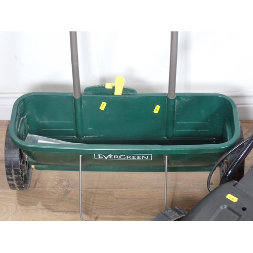 656 - A Powerplus Gardenpro electric Scarifier and an Evergreen Seed Spreader