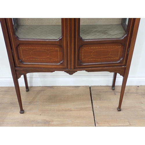 662 - An Edwardian mahogany and inlaid Display Cabinet on turned supports 4ft 6in H x 2ft 8in W