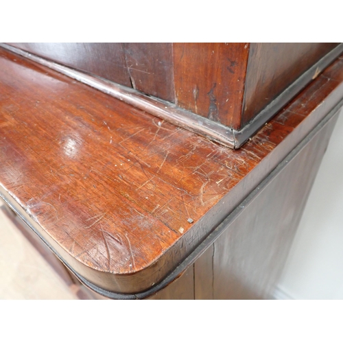 665 - A 19th Century mahogany veneered Bookcase with glazed upper section above cupboard base 6ft 6in H x ... 