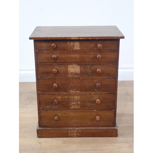 68 - A 19th Century mahogany veneered Specimen Cabinet fitted six graduated drawers on plinth base 1ft 6i... 