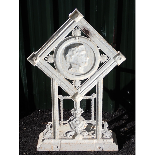 697 - A Victorian white painted cast iron Stick Stand, stamped and dated, depicting Lord Nelson and celebr... 