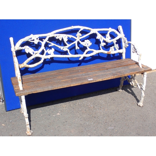 698 - A white painted cast iron Garden Bench, possibly Scottish, with entwined serpents to each end and na... 