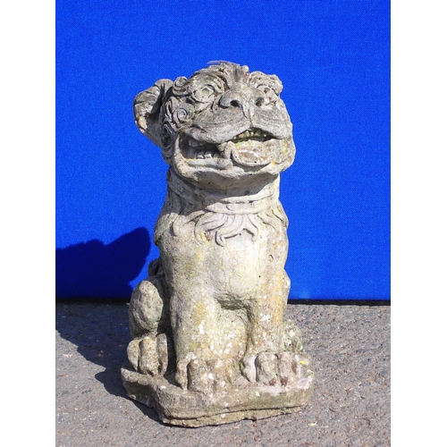 701 - A weathered reconstituted garden figure of a Kylin, 20in H