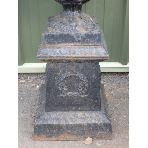 703 - A large metal Lantern with glass panels supported on a bracket, 33in H