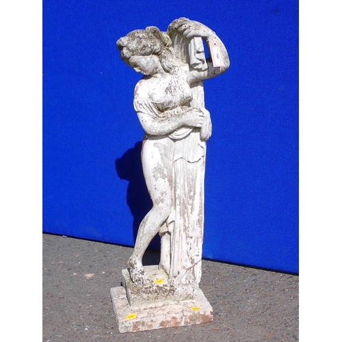 705 - A reconstituted Garden Figure of a maiden holding her robe, 2ft 8in H