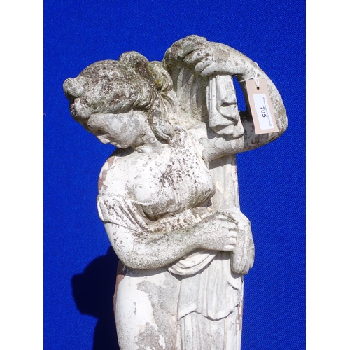 705 - A reconstituted Garden Figure of a maiden holding her robe, 2ft 8in H