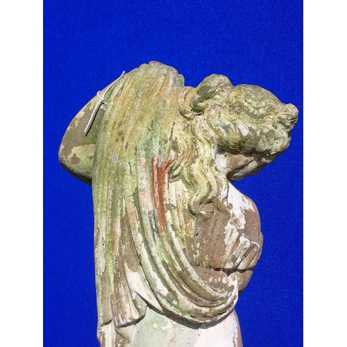 705 - A reconstituted Garden Figure of a maiden holding her robe, 2ft 8in H