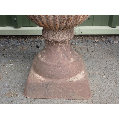 708 - A Victorian cast iron Garden Urn with semi-lobed design, 2ft 3in H