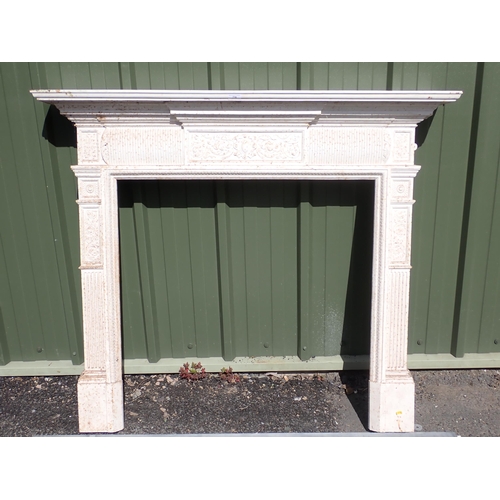 716 - A white painted cast iron Fire Surround with marble hearth