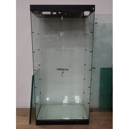 752 - Two glass Shop Display Cabinets 6ft 3in H x 3ft W (one side of one cabinet missing)