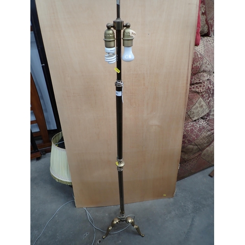 683 - A brass Standard Lamp with fluted column on tripod support 5ft 2in H, failed PAT (no earth)