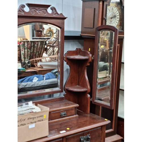 8 - An Edwardian walnut Dressing Chest fitted shelves and drawers, 3ft 3in W