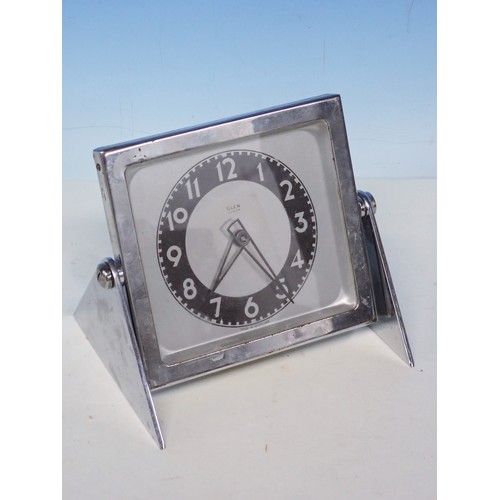 260 - A Glen, Made in Scotland, Art Deco Mantel Clock in chrome frame, 5 1/2in H