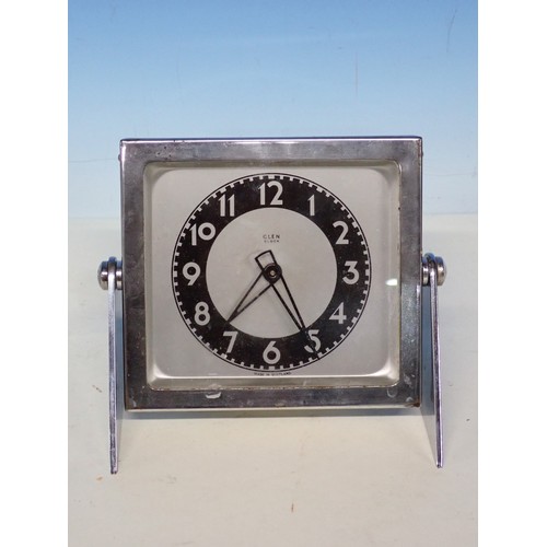 260 - A Glen, Made in Scotland, Art Deco Mantel Clock in chrome frame, 5 1/2in H