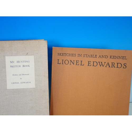 1065 - Lionel Edwards; 'My Hunting Sketchbook' 1928, 'Sketches in Stable and Kennel' 1944, 'The Fox' 1949, ... 