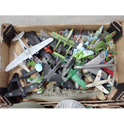 1109 - Two boxes of constructed plastic aircraft and military Kits