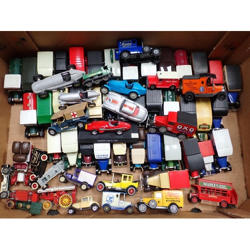 1173 - Two boxes of unboxed diecast Models including Matchbox Models of Yesteryear, Brumm and Corgi