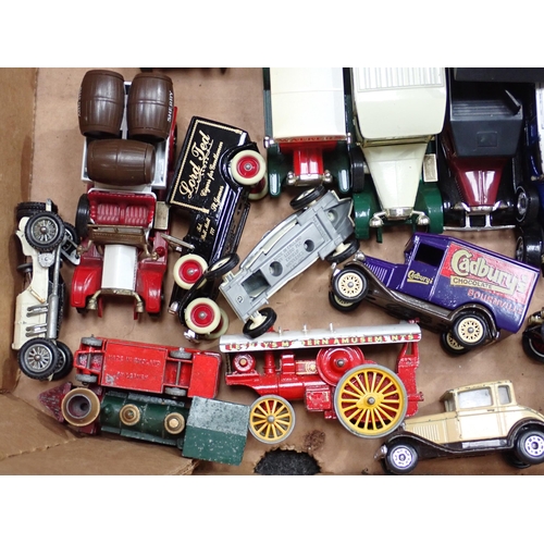 1173 - Two boxes of unboxed diecast Models including Matchbox Models of Yesteryear, Brumm and Corgi