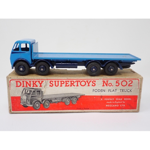 1199 - A rare boxed Dinky Supertoys No.502 pale and dark blue Foden Flat Truck