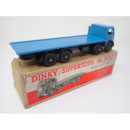 1199 - A rare boxed Dinky Supertoys No.502 pale and dark blue Foden Flat Truck