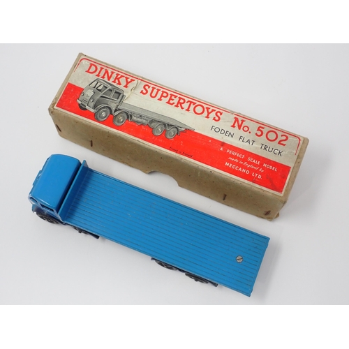 1199 - A rare boxed Dinky Supertoys No.502 pale and dark blue Foden Flat Truck