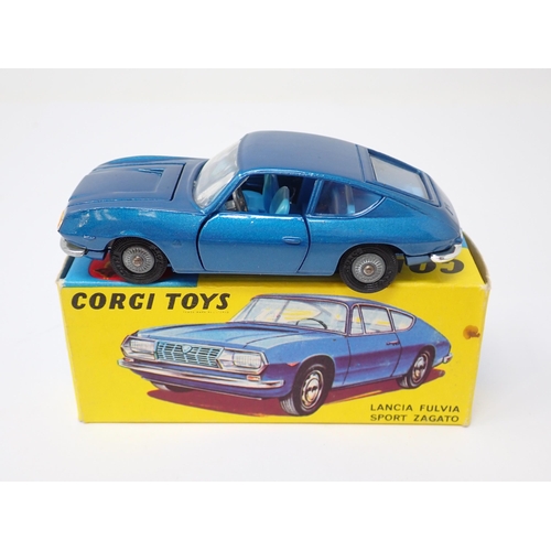 1204 - A boxed Corgi Toys No.332 metallic blue Lancia Fulvia