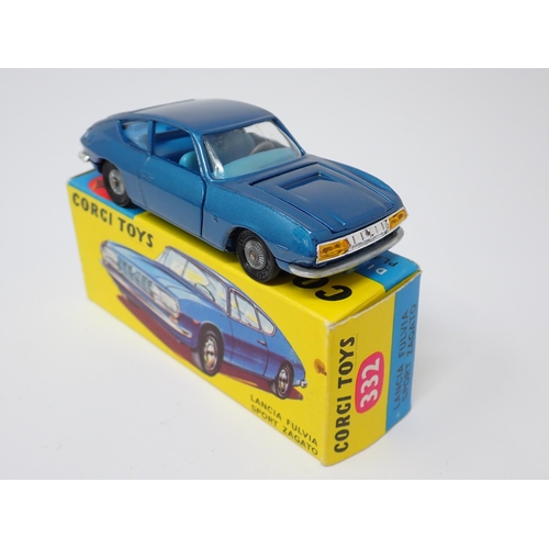 1204 - A boxed Corgi Toys No.332 metallic blue Lancia Fulvia