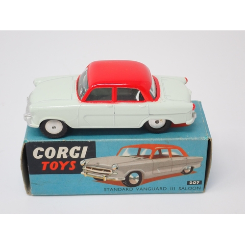 1209 - A boxed Corgi Toys No.207 white and red Standard Vanguard Saloon