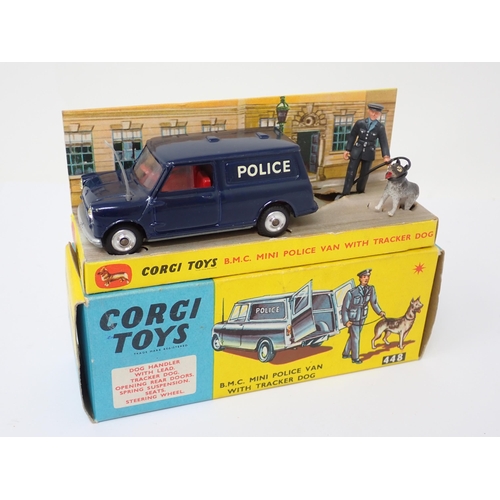 1210 - A boxed Corgi Toys No.448 B.M.C. Mini Police Van with tracker dog