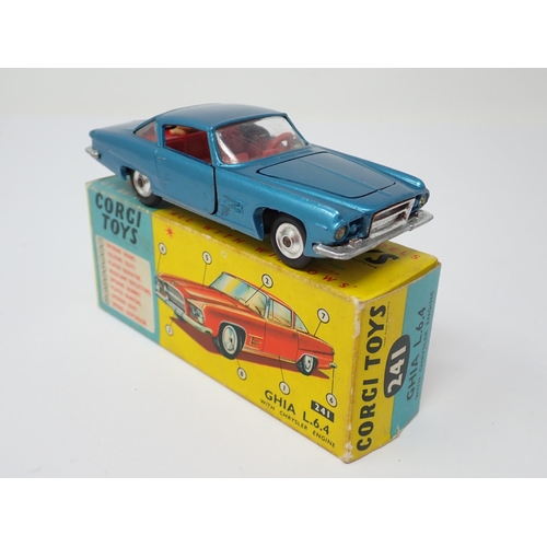 1211 - A boxed Corgi Toys No.241 blue Ghia L.6.4