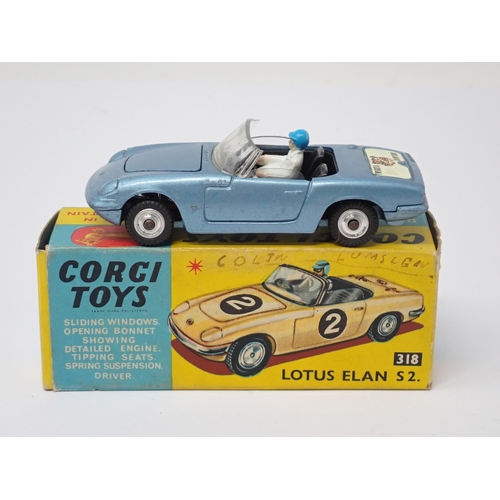 1213 - A boxed Corgi Toys No.318 metallic blue Lotus Elan S2