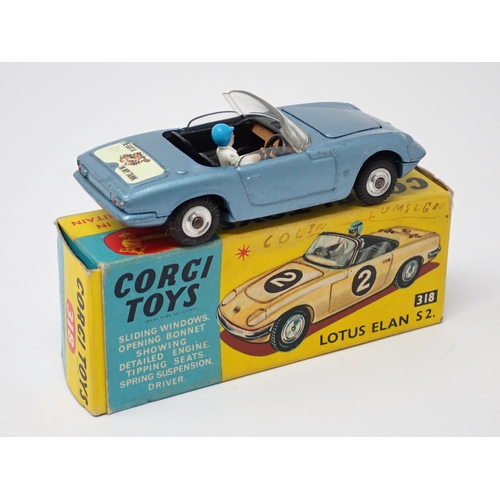 1213 - A boxed Corgi Toys No.318 metallic blue Lotus Elan S2