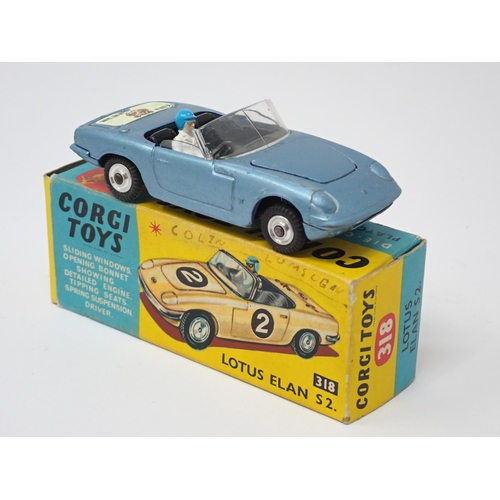 1213 - A boxed Corgi Toys No.318 metallic blue Lotus Elan S2